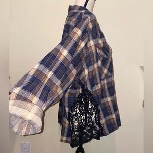 LF Furst of a Kind Women’s Plaid Flannel with Lace Side Detail